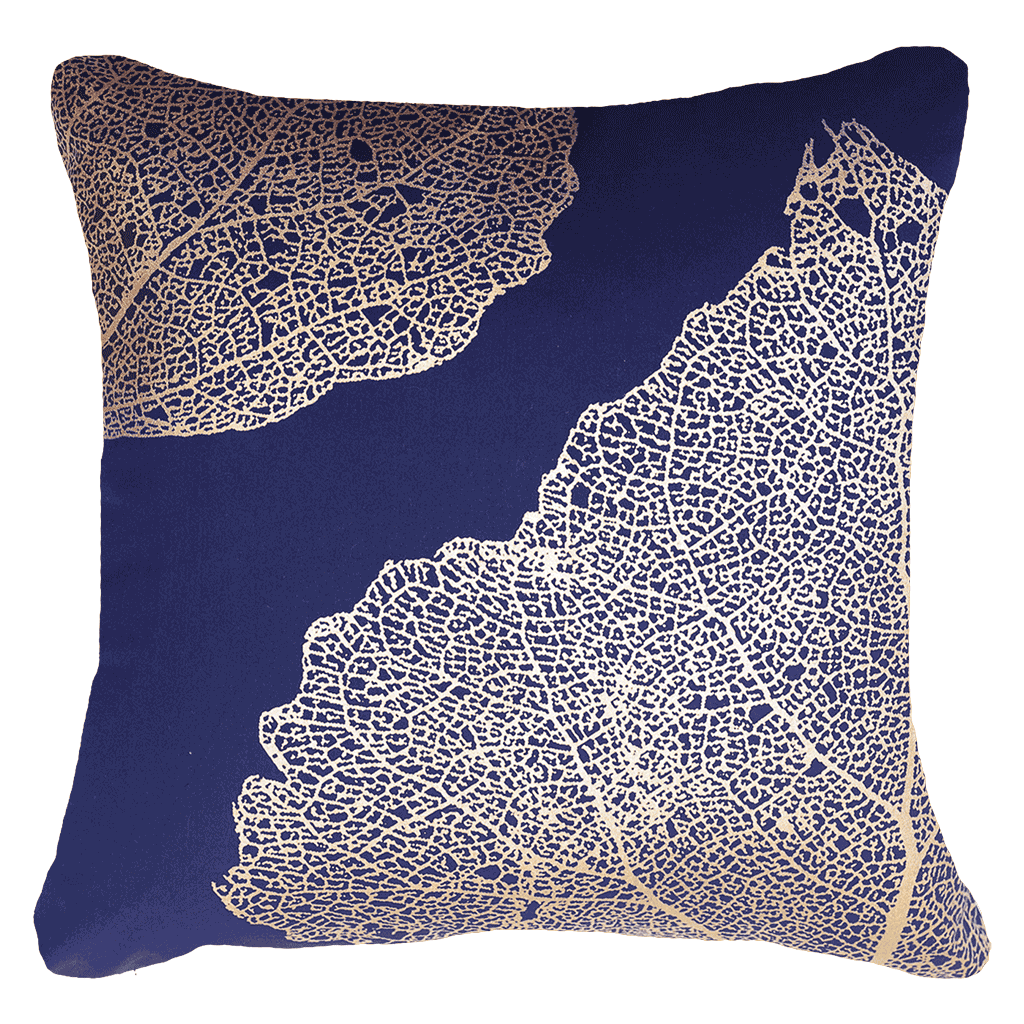 Bone Leaf Navy Lounge Cushion 55x55cm-abc