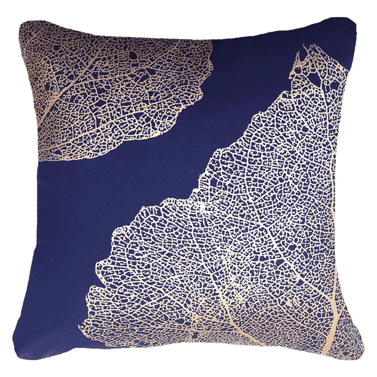 Bone Leaf Navy Lounge Cushion 55x55cm-abc