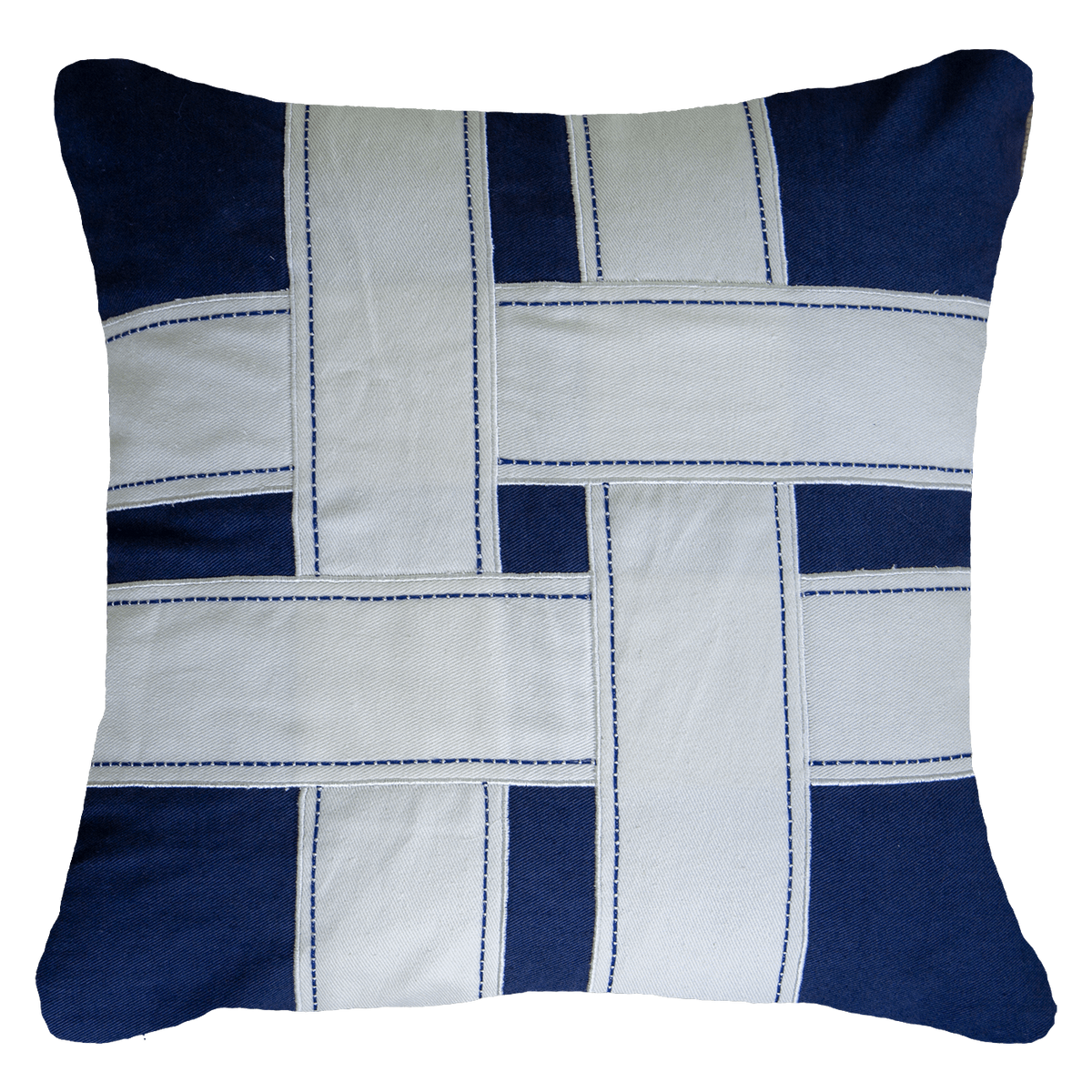 Cross Sash Navy Lounge Cushion 55 x 55 cm-abc