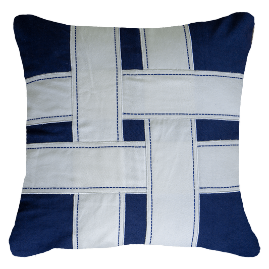 Cross Sash Navy Lounge Cushion 55 x 55 cm-abc