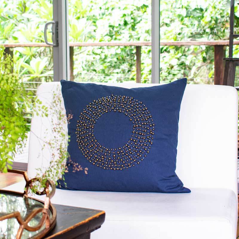 Disc Bead Navy Lounge Cushion 55 x 55cm-abc
