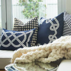 Dot Chain Knot Navy Lounge Cushion 55x55cm-abc