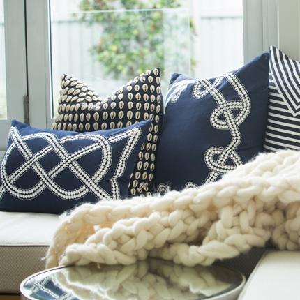 Dot Chain Knot Navy Lounge Cushion 55x55cm-abc