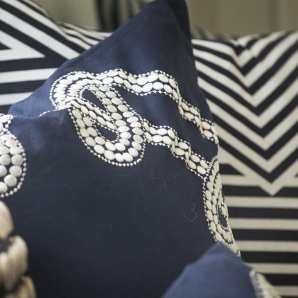 Dot Chain Knot Navy Lounge Cushion 55x55cm-abc