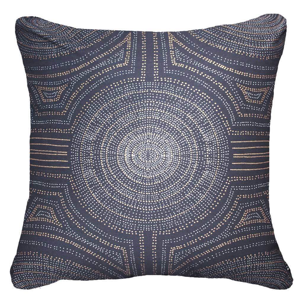 Dreamtime Aboriginal Dot Navy Lounge Cushion-abc