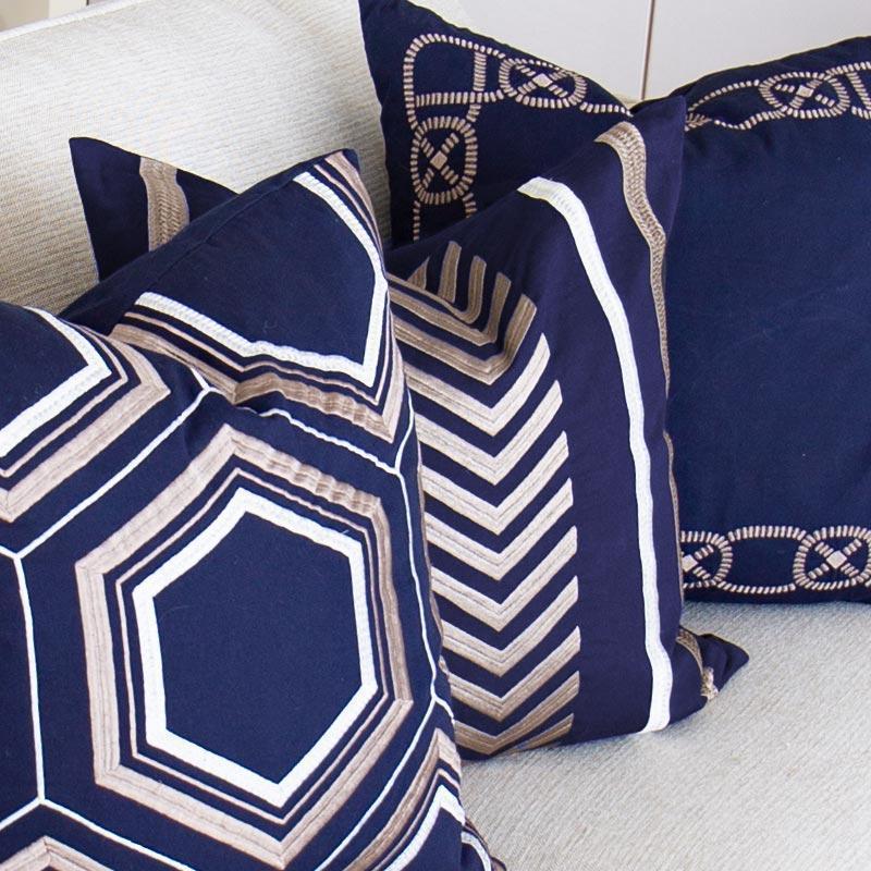 Arrow Hexagon Navy Lounge Cushion-abc