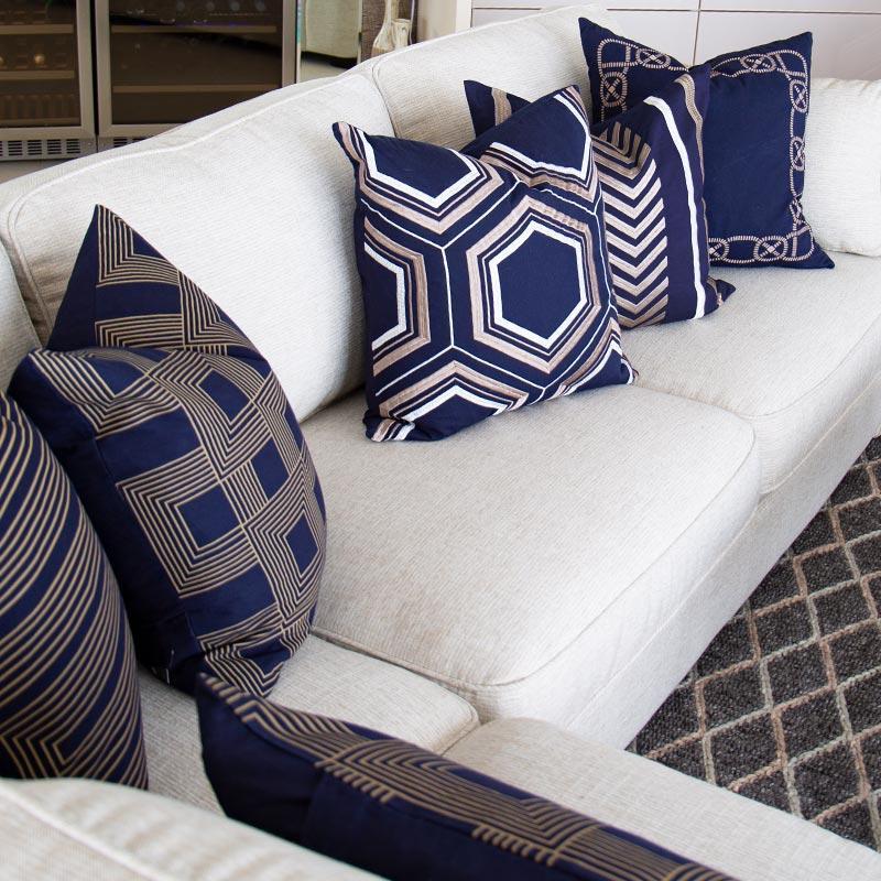 Arrow Hexagon Navy Lounge Cushion-abc