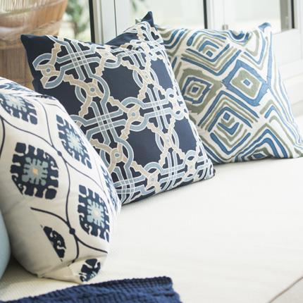 Ikat Zebra Blue Lounge Cushion 55x55cm-abc