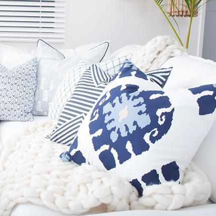 Inner Ikat Navy Lounge Cushion 55x55cm-abc
