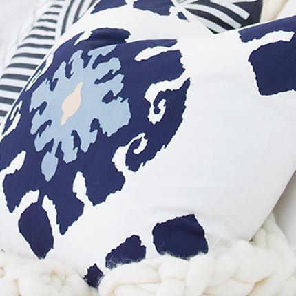 Inner Ikat Navy Lounge Cushion 55x55cm-abc