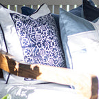 Kilim Repeat Block Print Navy Lounge Cushion 55 x 55cm-abc