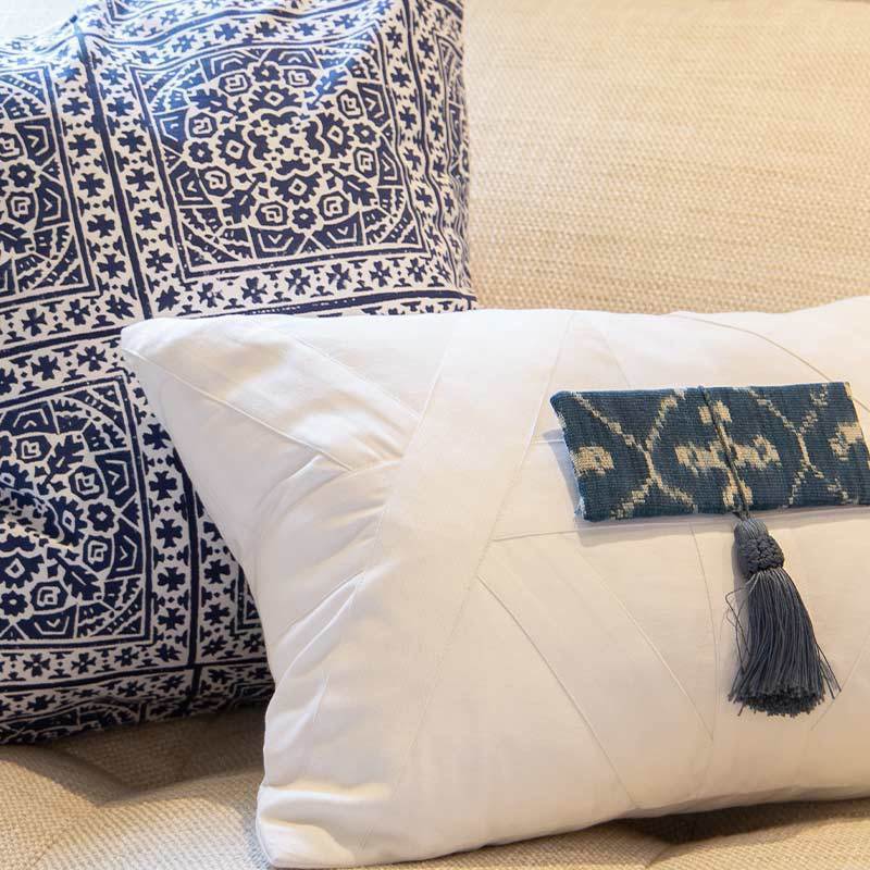 Kilim Repeat Block Print Navy Lounge Cushion 55 x 55cm-abc