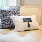 Kilim Repeat Block Print Navy Lounge Cushion 55 x 55cm-abc