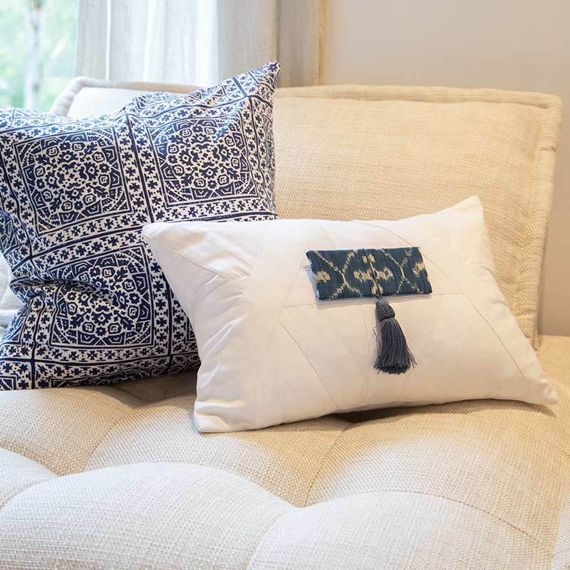 Kilim Repeat Block Print Navy Lounge Cushion 55 x 55cm-abc
