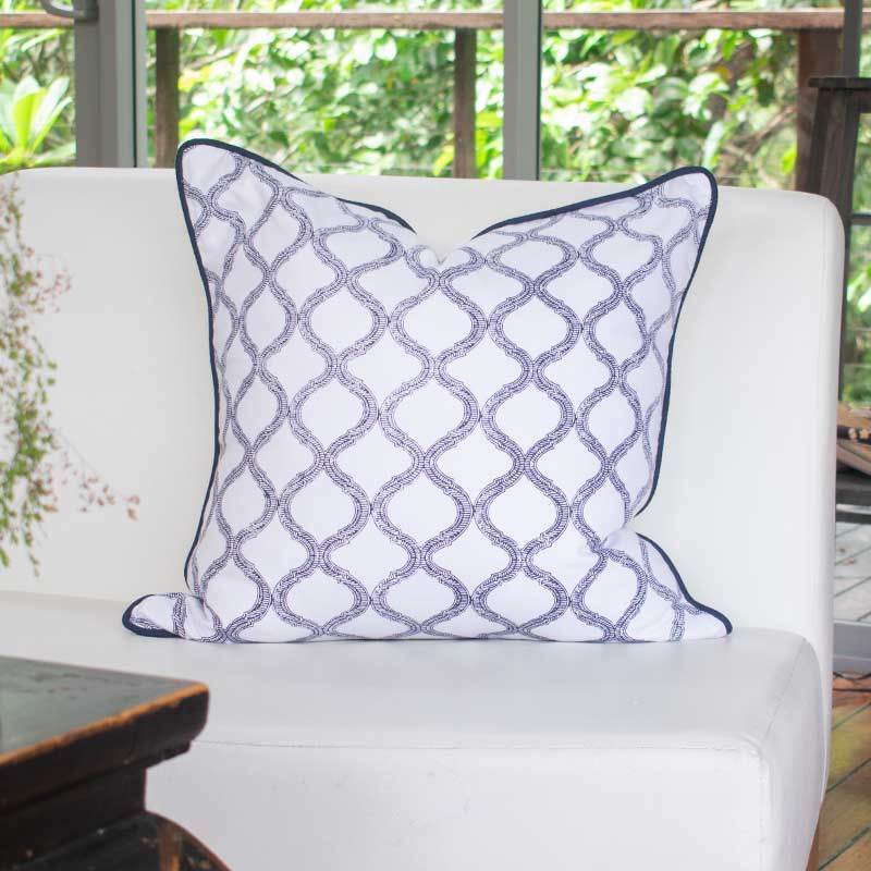 Lace Screen Navy Lounge Cushion 55 x 55cm-abc
