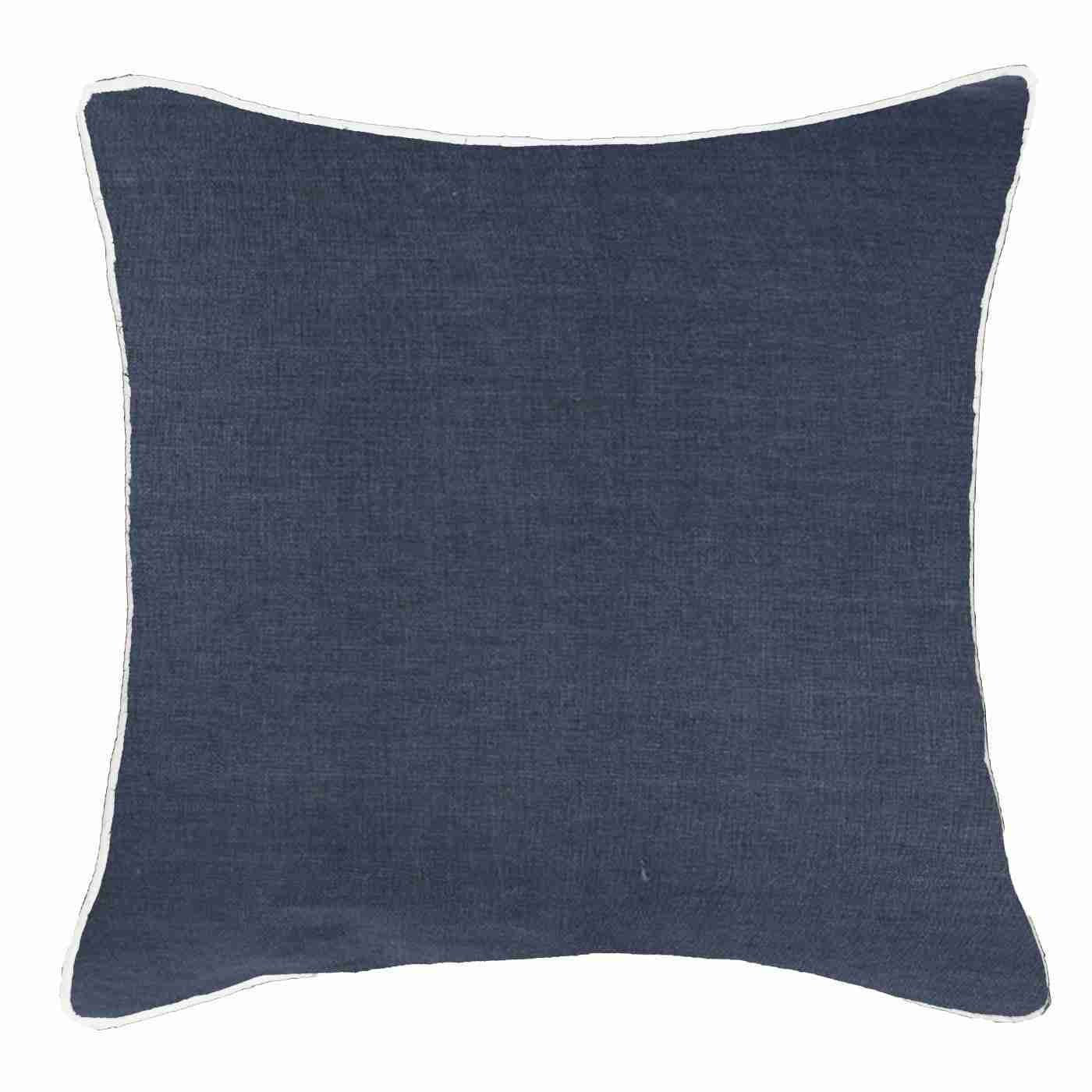 Piped Linen Navy Lounge Cushion 55 x 55 cm-abc