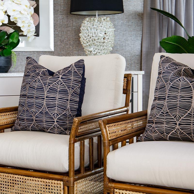 Rake Leaf Navy Lounge Cushion-abc
