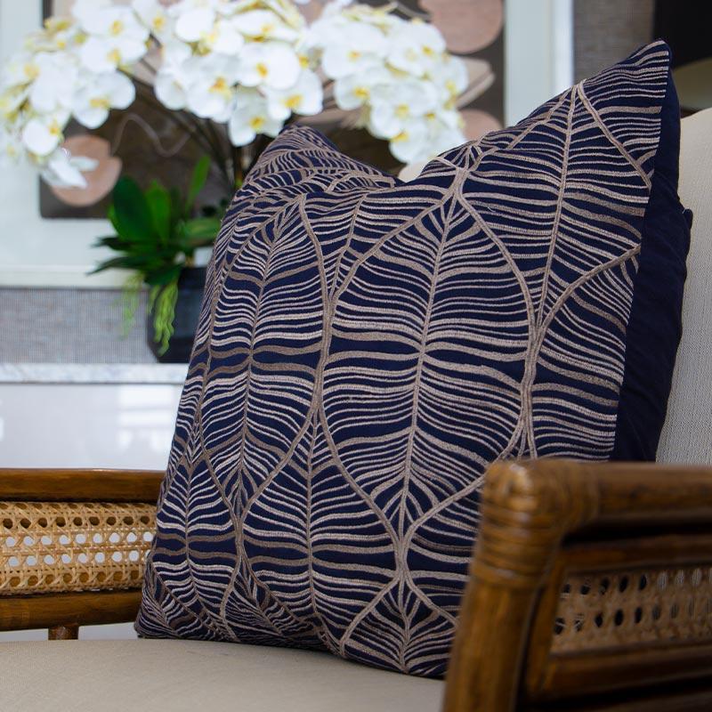 Rake Leaf Navy Lounge Cushion-abc