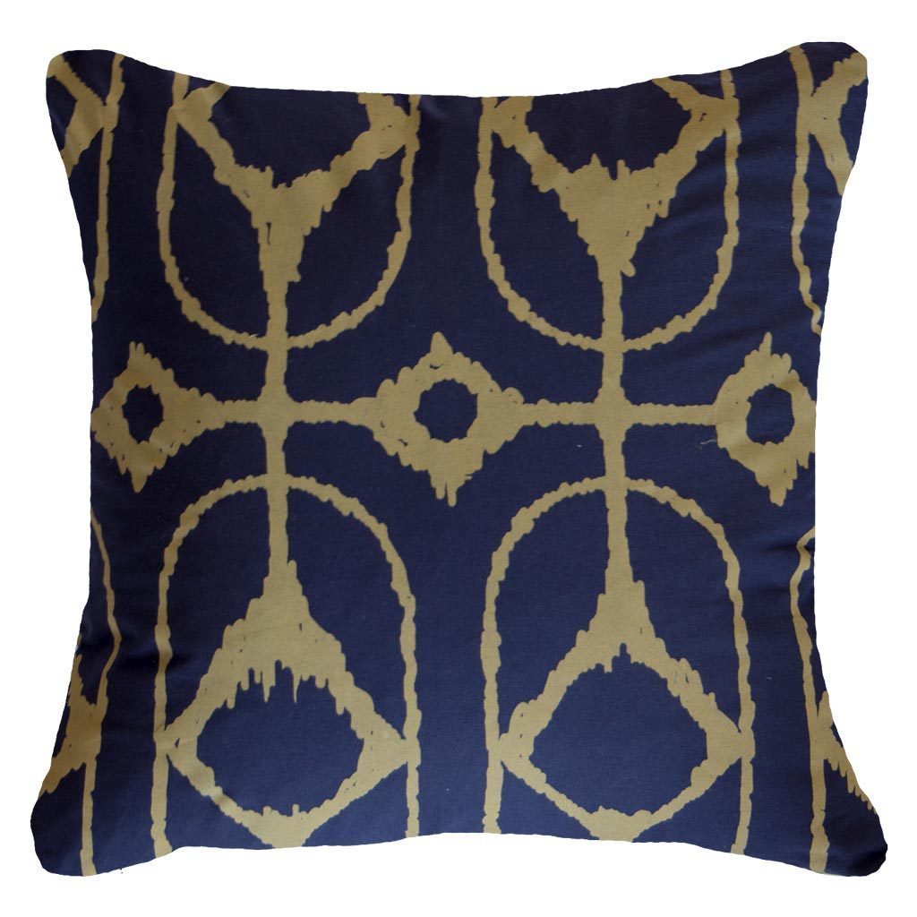 Outdoor Inner Ikat Diamond Navy & Beige Lounge Cushion 55 x 55 cm-abc
