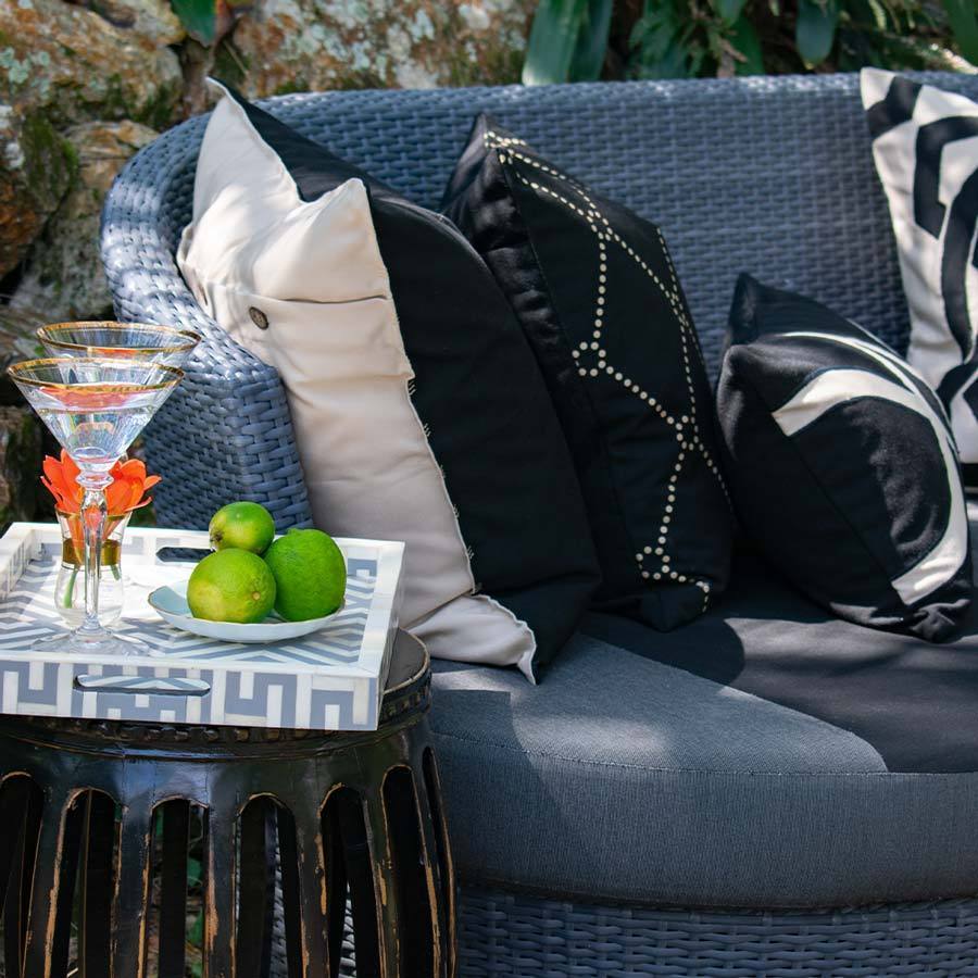 Outdoor Reverse Black Beige Lounge Cushion 55 x 55 cm-abc