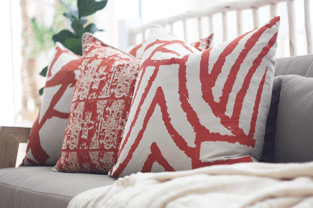Earth File Print Rust Lounge Cushion 55x55cm-abc