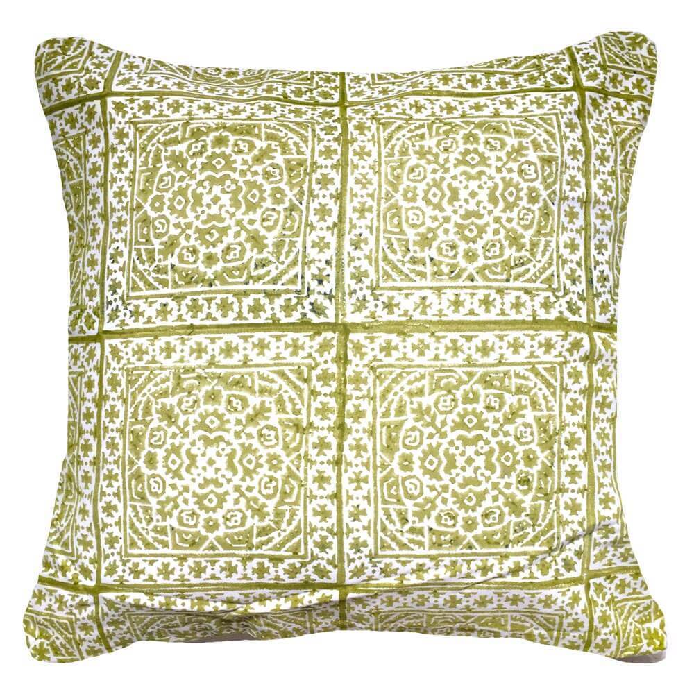 Kilim Repeat Block Print Sage Lounge Cushion-abc