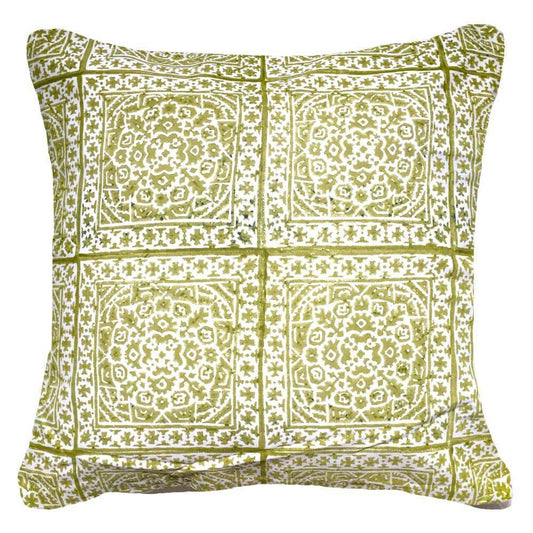 Kilim Repeat Block Print Sage Lounge Cushion-abc