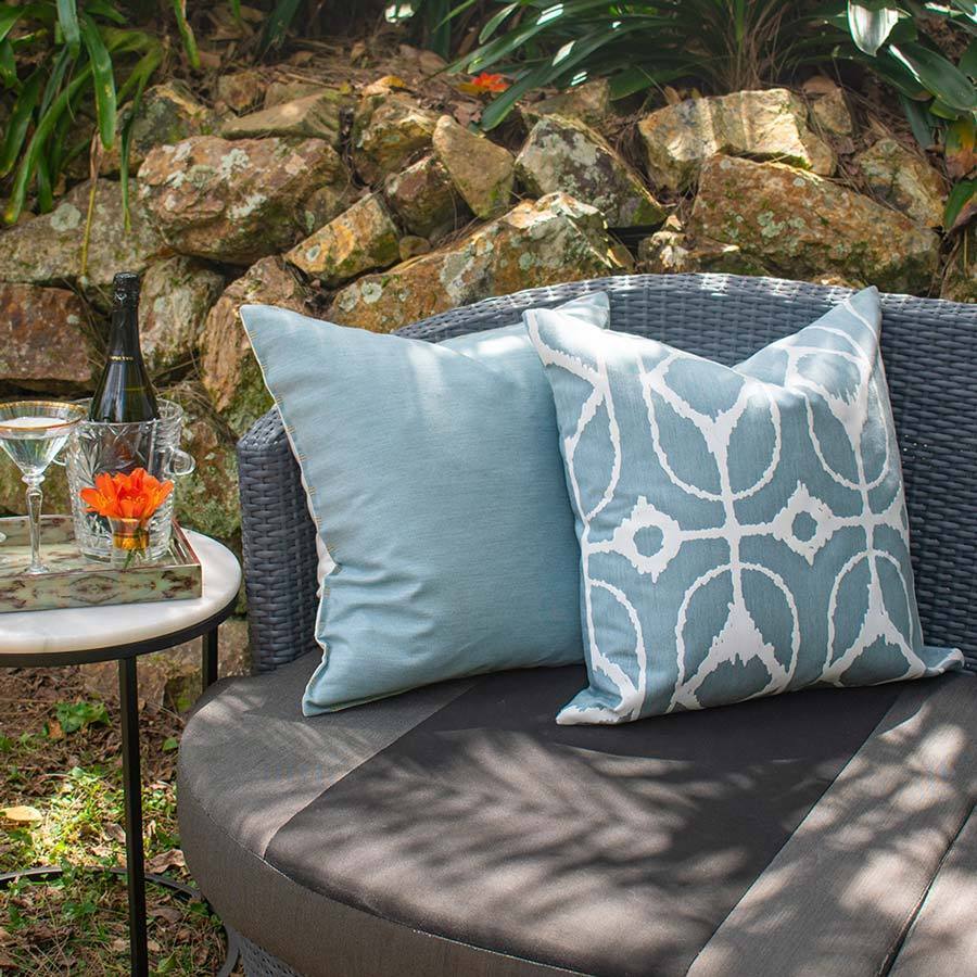 Outdoor Inner Ikat Diamond Cloud blue Lounge Cushion 55 x 55 cm-abc