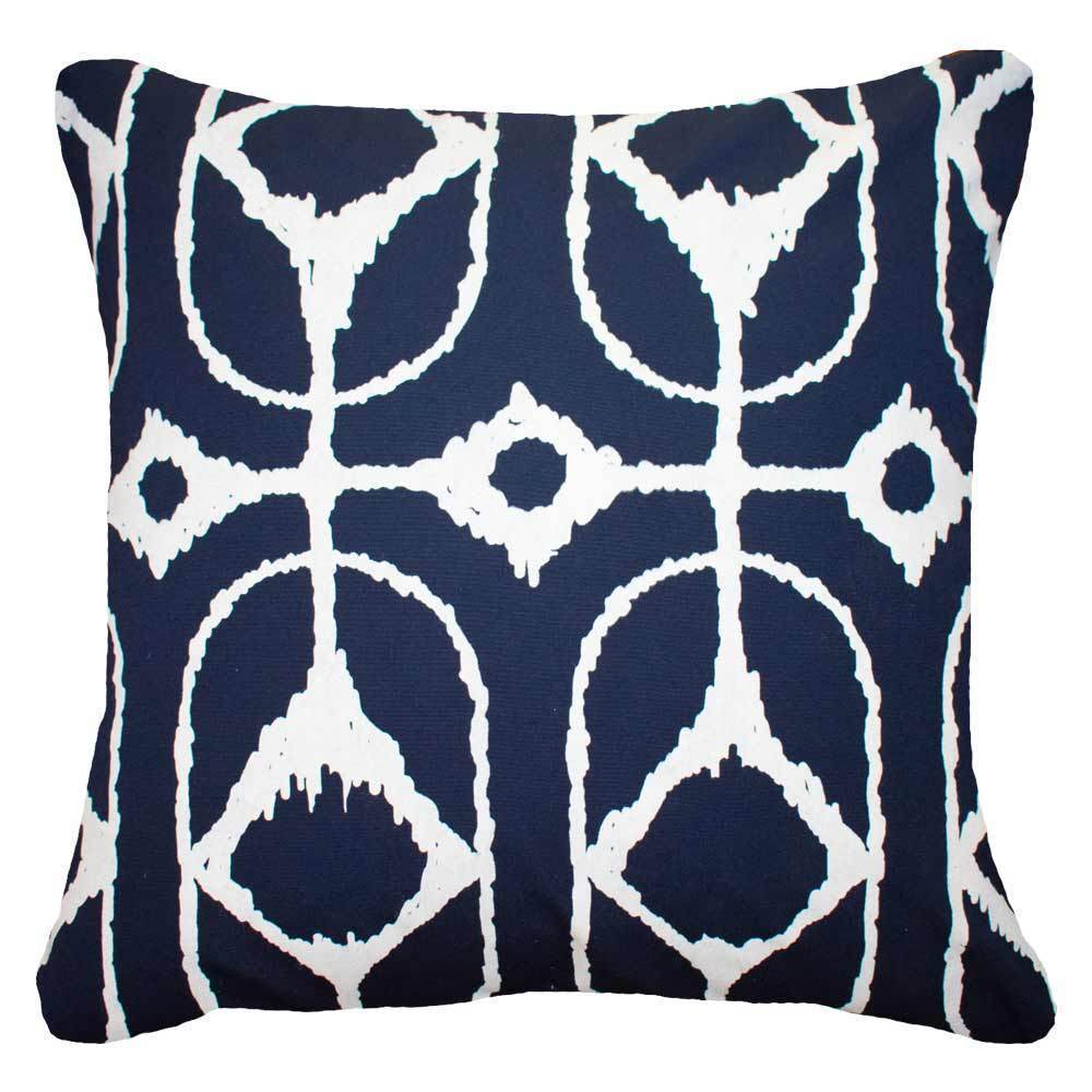 Outdoor Inner Ikat Diamond Navy Lounge Cushion 55 x 55 cm-abc