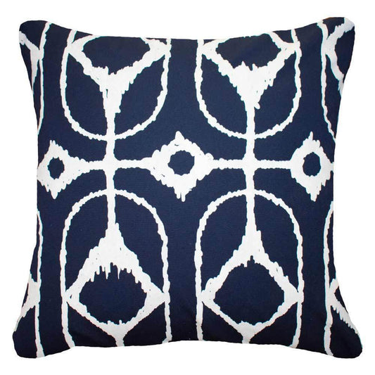 Outdoor Inner Ikat Diamond Navy Lounge Cushion 55 x 55 cm-abc