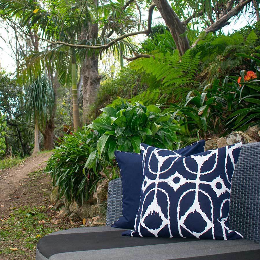 Outdoor Inner Ikat Diamond Navy Lounge Cushion 55 x 55 cm-abc