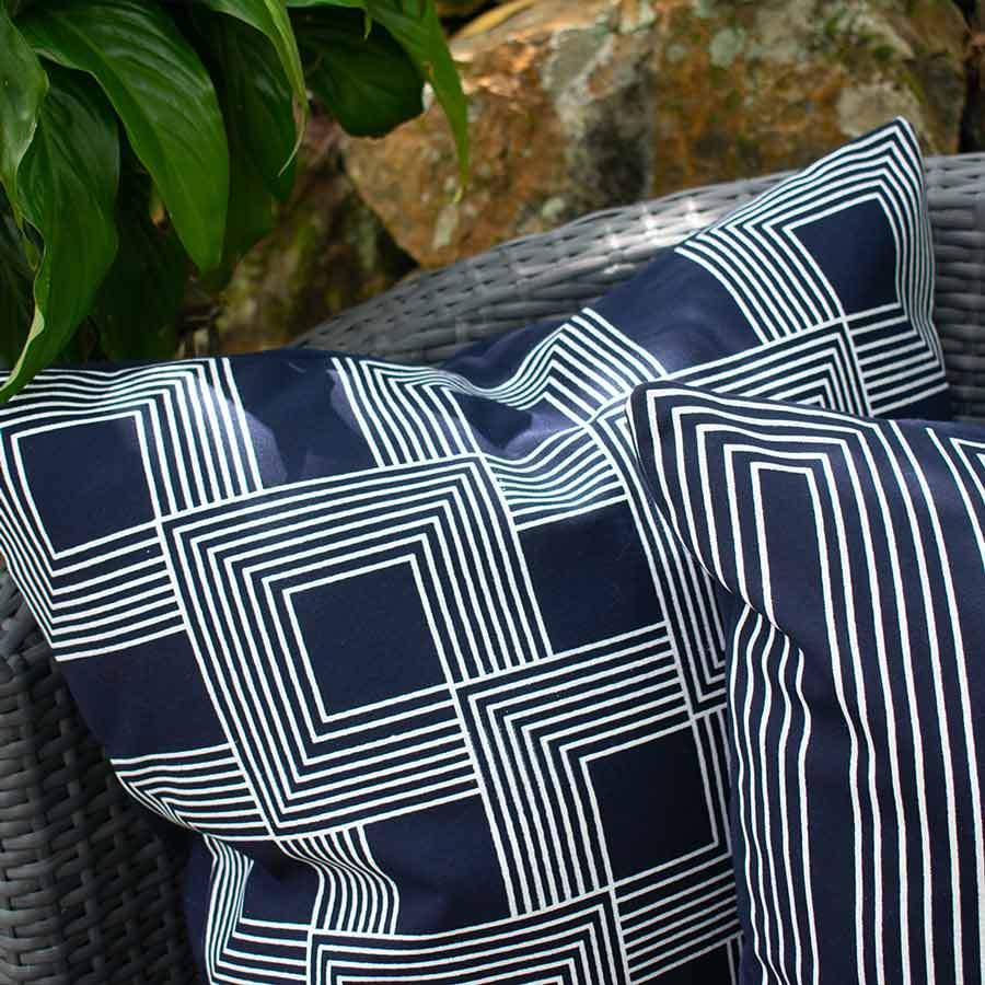 Outdoor Paramaze Navy Lounge Cushion 55 x 55 cm-abc