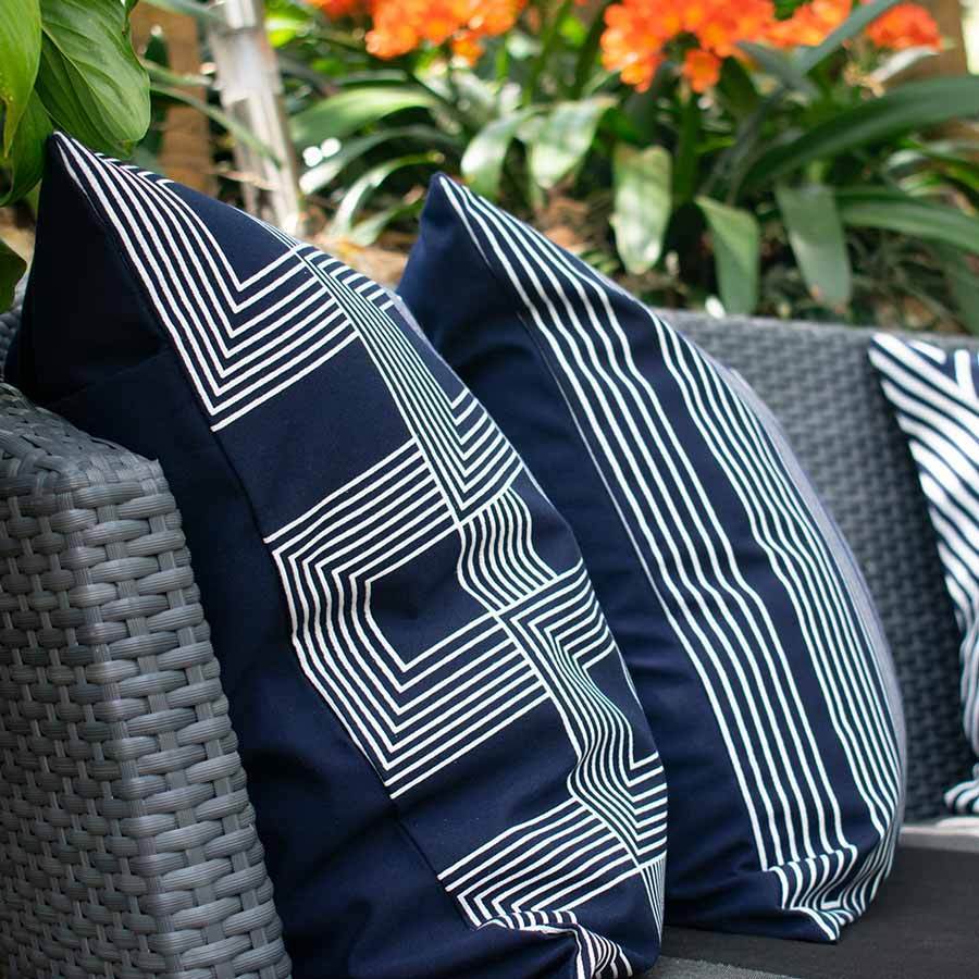 Outdoor Paramaze Navy Lounge Cushion 55 x 55 cm-abc
