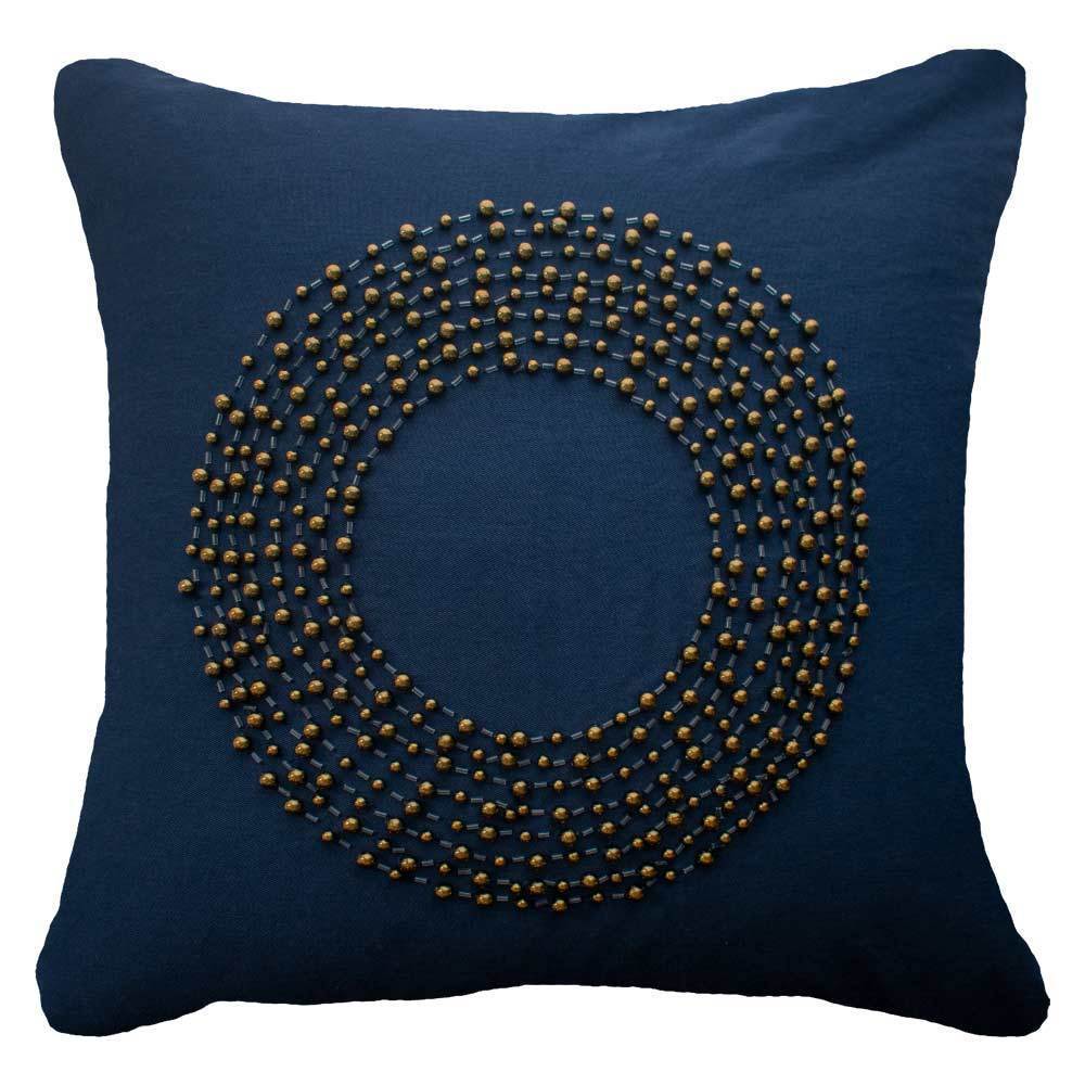 Disc Bead Navy Lounge Cushion 55 x 55cm-abc
