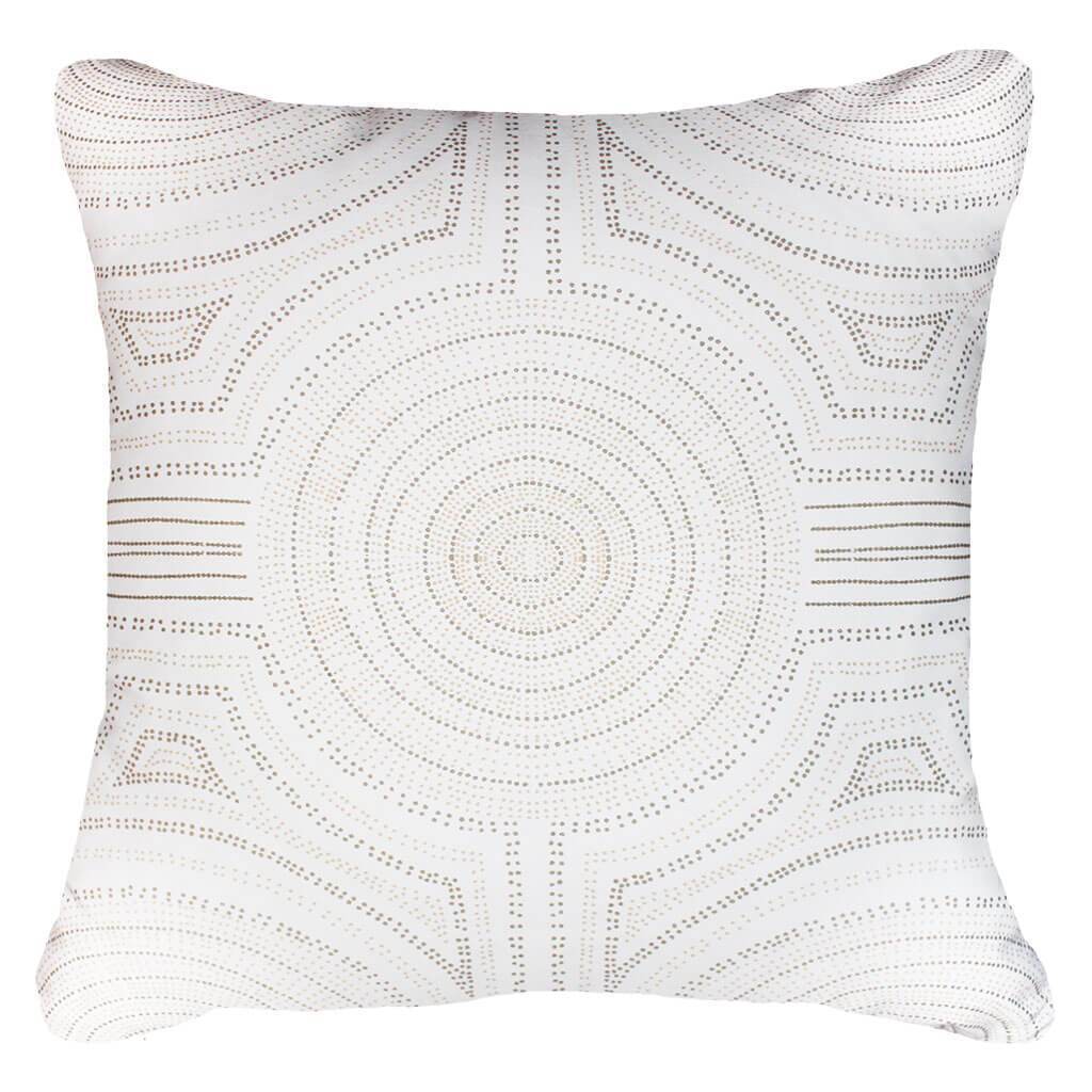 Dreamtime Aboriginal Dot Natural and White Lounge Cushion 55x55cm-abc