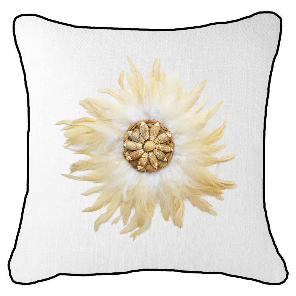 Feather Shell White Juju White Lounge Cushion 55 x 55 cm-abc