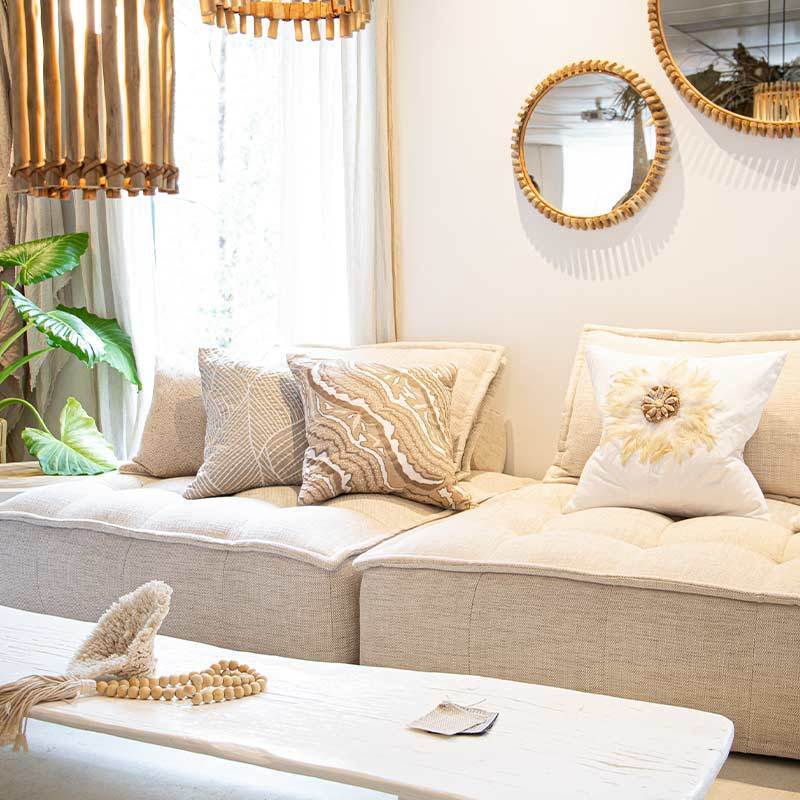 Feather Shell White Juju White Lounge Cushion 55 x 55 cm-abc