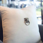 Lion Head White Linen Lounge Cushion 55 x 55cm-abc