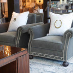 Lion Head White Linen Lounge Cushion 55 x 55cm-abc
