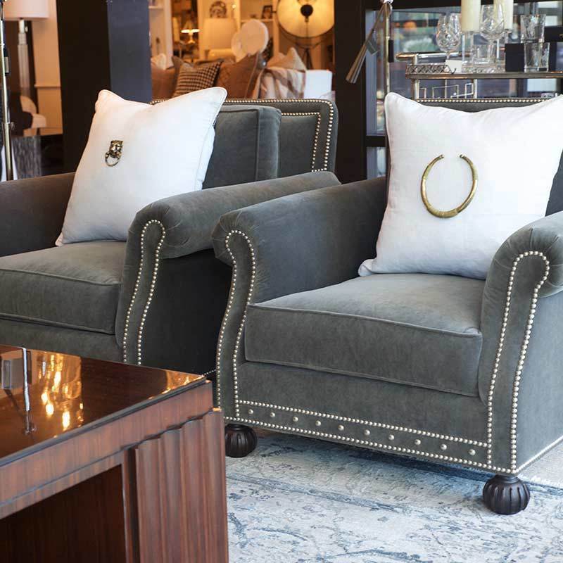 Lion Head White Linen Lounge Cushion 55 x 55cm-abc