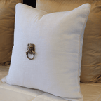 Lion Head White Linen Lounge Cushion 55 x 55cm-abc