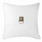 Lion Head White Linen Lounge Cushion 55 x 55cm-abc