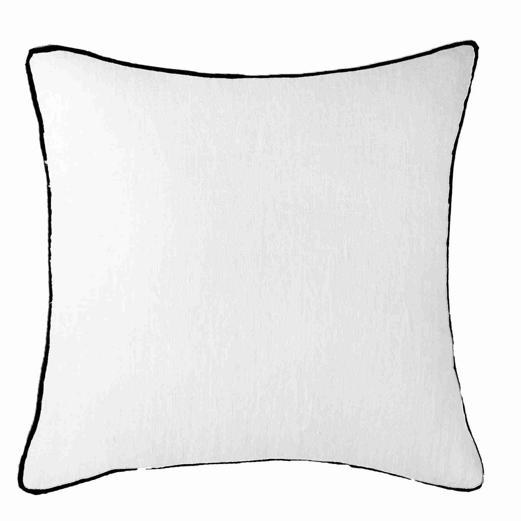 Piped Linen White with Black Piping Lounge Cushion 55 x 55 cm-abc
