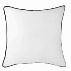 Piped Linen White with Black Piping Lounge Cushion 55 x 55 cm-abc