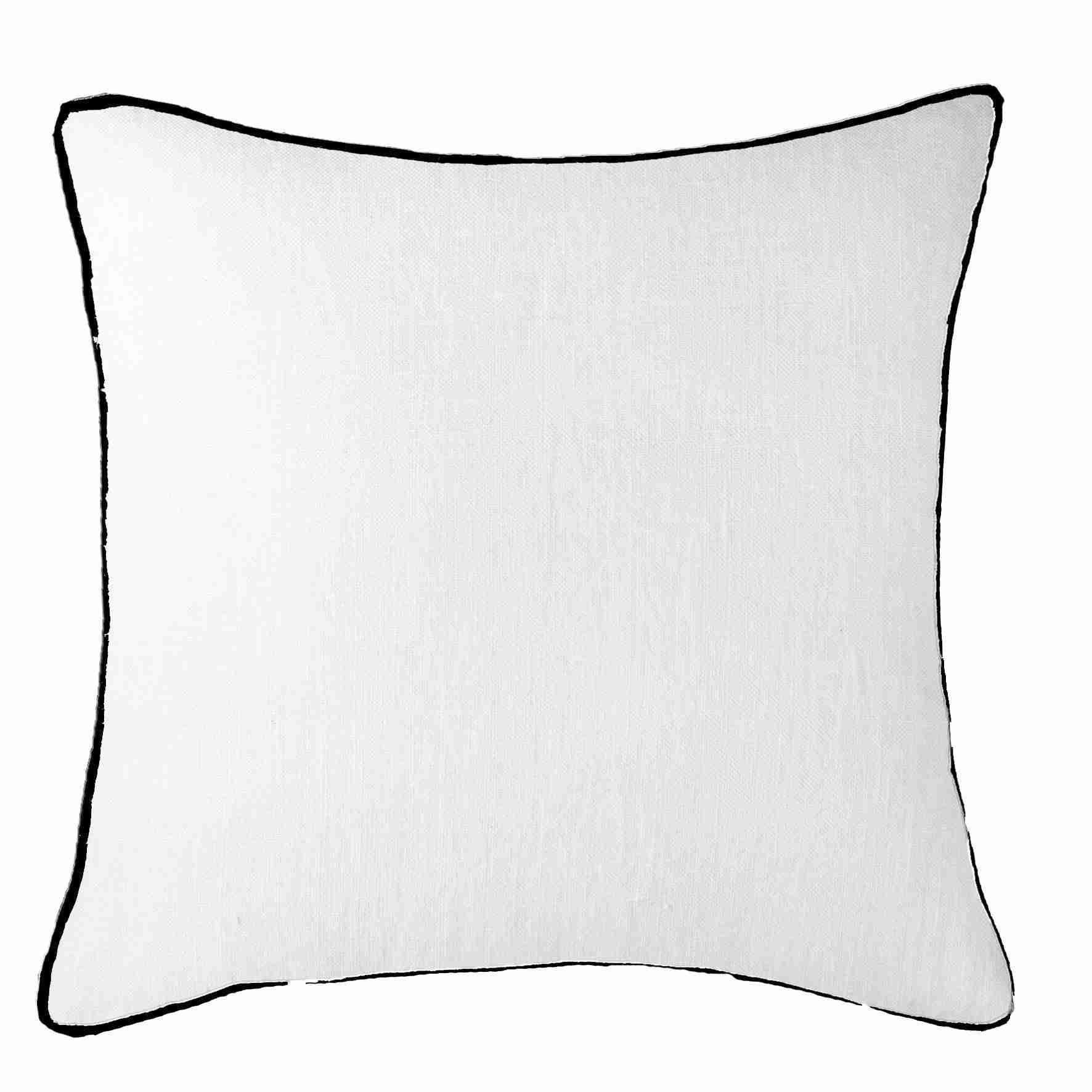 Piped Linen White with Black Piping Lounge Cushion 55 x 55 cm-abc