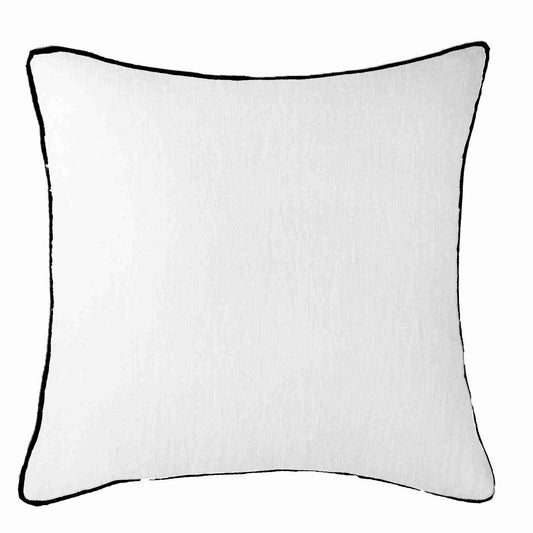 Piped Linen White with Black Piping Lounge Cushion 55 x 55 cm-abc