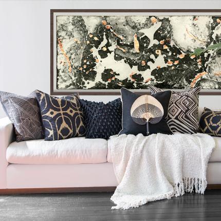 Rake Palm Black Lounge Cushion 55 x 55 cm-abc