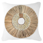 Shell Ring Coffee with Wood Sticks White Lounge Cushion 55 x 55 cm-abc