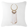 Tassel Amulet on White Lounge Cushion 55 x 55 cm-abc