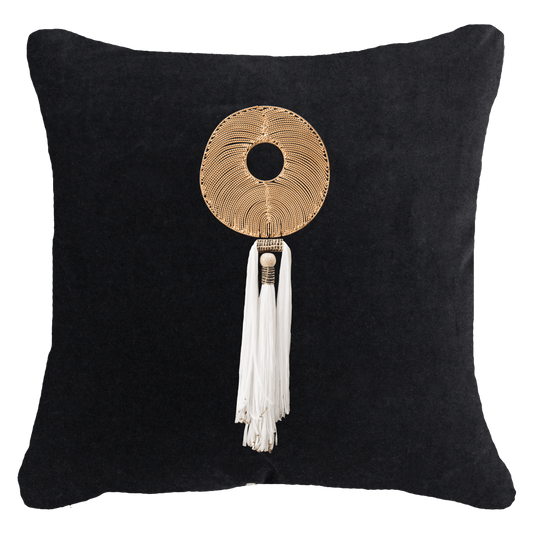 Tassel Disc Gold On Black 55 x 55 cm-abc